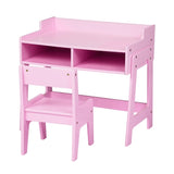 Kids Study Desk and Chair Set with Storage, Pink MDF, 60.5*41.5*50cm 42843739