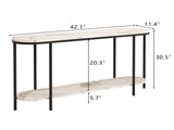Console Table 2 Tier Entryway Table with Storage Shelves Faux Marble 40107718