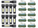 10Pcs Mini Zoomable LED Flashlight USB RechargeableCamping Hiking Flashlight Work light 09332566