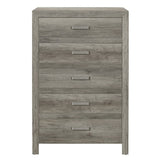 ZUN Transitional Aesthetic Weathered Gray Finish Chest with Drawers Storage Wood Veneer Rusticated Style B01146548