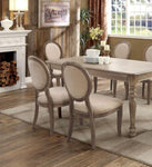 ZUN Transitional Rustic Oak and Beige Side Chairs Set of 2 Chairs Dining Room Furniture Padded fabric B011109808