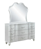 ZUN Landmark Traditional Style 9-Drawer Dresser With metal drawer pulls Made with Wood in Silver B009P235325