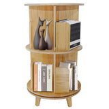 2-Layer Rotating Bookcase 360 Rotating Display Rack Pine Wood Rotating Bookshelf 56430812
