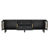 ON-TREND Retro Design TV Stand Fluted Glass Doors for TVs Up to 78'', Practical Media Console WF325997AAB