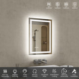 20"*28"LED Bathroom Mirror,Front-Lit and Back-Lit, Stepless Dimmable, 3 Colors CRI90, Brightness T3177P320622