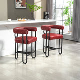 ZUN House Hold Bar Set of 2, Modern Bar Stool with Back, Black Metal Frames, Upholstered Bar W1588P194938