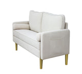 Modern Mid-Century Style Linen Sofa with 2 Pillows, Bedroom Furniture, Home Office 3 Seat Sofa 73156899