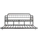Twin Size Metal Daybed Frame with Trundle, Heavy Duty Steel Slat Support Sofa Bed Platform with W840103518