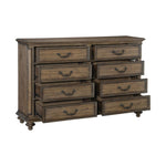 ZUN Traditional Vintage Style 1pc Dresser of 8 Drawers Metal Hardware Weathered Pecan Finish Classic B011P186804