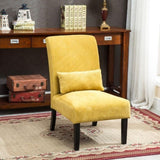 Pisano Contemporary Chenille Fabric Armless Accent Chair with Pillow, Yellow T2574P164518
