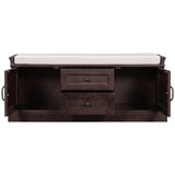 ZUN Storage Bench with 2 Drawers and 2 Cabinets, Shoe Bench with Removable Cushion for Living Room, 24970634