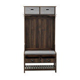 U-Can Hall Tree with 6 Hooks and Hinged Lid, Coat Hanger, Entryway Bench, Storage Bench, 3-in-1 N724P184891D