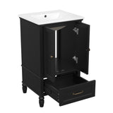 20" Bathroom Vanity with Sink, Bathroom Cabinet with Two Doors, Magnetic Door Stopper and Adiustable N725P195132B