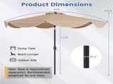 10 Ft Solar Powered Patio Umbrella with 24 LED Lights, Beige Outdoor Market Umbrella 10594383
