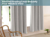 2pcs light grey 100% blackout curtains with snap-on top, suitable for hanging use. They have 56446902
