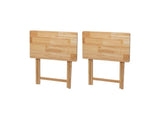 Modern Indoor Folding Tray Table Set of 2, Natural Finish, Solid Rubberwood, 19 x 14.5 x 26 79459627