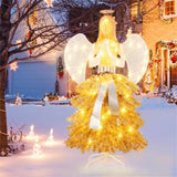 5.2ft Pre-Lit Angel Christmas Tree - 150 Warm White LEDs, Golden/White Design with Angel Figure & 65481508