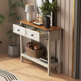 Farmhouse Style Console Table 2 Drawer and Bottom Storage Shelf for Entryway, Rustic Side Table W2557P191364