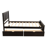 ZUN Platform Storage Bed, 2 drawers with wheels, Twin Size Frame, Espresso 75414746