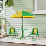 Kids Outdoor Activity Table with Foldable Chairs Green 79231602