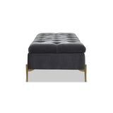 ZUN Estelle Upholstered Storage Bench Cocktail Ottoman, Steel Gray Performance Velvet B2719P245961