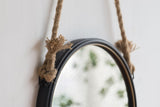 ZUN 19.5" in Handsome Cleveland Mirror with Rope Strap Contemporary Design Circle Mirror with Grey Round W2078124346