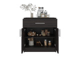 Barbados Pantry Cabinet 33" H with Top Drawer, Double Doors and Interior Shelves, Dark Walnut B097P474319