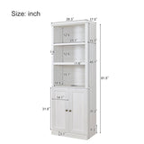 ZUN 1 Doors Bookshelf with USB Port and 3 Open Shelves Bookcase Side Cabinet Storage Shelves, Rustic WF531476AAK