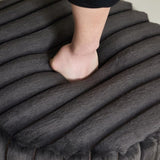 22.05"Wide Upholstered Round Pouf Ottoman Foot Rest with Black Metal Legs,Faux Fur Footstool for W3098P272528