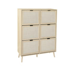 ZUN Rattan 6 Door Shoe Rack, Freestanding Modern Shoe Storage Cabinet, for Entryway W688P155657