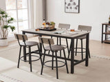 Bar Table Set with 4 Bar stools PU Soft seat with backrest, Grey, 47.24'' L x 23.62'' W x 35.43'' H 17125844