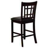 Black and Espresso Lattice Back Counter Height Stools B062P145649