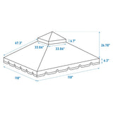 10x10 Ft Outdoor Patio Gazebo Replacement Canopy,Double Tiered Gazebo Tent Roof Top Cover Only W419P198361