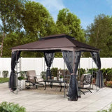 ZUN 13x10 Outdoor Patio Gazebo Canopy Tent With Ventilated Double Roof And Mosquito net,Brown Top [Sale 38483553