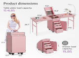 Portable Nail Table Desk, Foldable Rolling Manicure Table with Wheel, Makeup Train Case for Nail 09670232