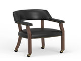 Gorman Dining and Game Chair in Walnut with Black Faux Leather B050P412222