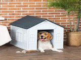Gray Water Resistant Puppy Shelter Pet House with Door, Indoor Outdoor Use, Easy to Assemble for 77347981