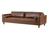 Mirod Mid-Century Modern PU Leather 3-Seat Sofa, Tufted Design, Solid Wood Legs, 2 Bolster Pillows, N760P285734G
