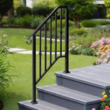 Matte Black Outdoor 2-Step Iron Handrail 50228565
