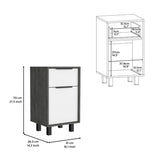 Nightstand 27" H, One Drawer, Storage with Door, Four Legs, Smokey Oak / White B097132987
