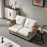 ZUN Living Room General Use Linen Fabric Faux Leather with Wood Leg Love Seat 52150154