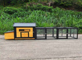 114Wooden Chicken Coop with Outdoor Run, Weatherproof Hen House with Nesting Box, Lockable Doors & 86218078