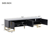 ON-TREND Modern TV Stand Metal Legs and Gold Handles for TVs Up to 80'', Media Console Table WF325614AAB