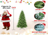 7FT Slim Christmas Tree 1180Tips, PEPVC Branches, Hinged Design for Easy Setup, Stable Metal T3637P598496