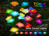 Solar Rose Lights Outdoor, 2 Pack with 14 Rose Flowers Waterproof Color Changing LED Flower Lights, 60176048