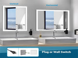 Bright LED Bathroom Mirror 48" x 36" Front Light, 5 Mins Defog, Full HD Reflected, 3 Colors T3177P296168