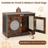 2-in-1 Dog Crate End Table - Rustic Brown, 88lbs Capacity, Farmhouse Style, 32.5"x18.5"x23.5" 48731244
