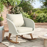 Contemporary Minimalist Beige Wicker Rocking Chair with Soft Polyester Cushions and Durable Wooden N767P305079A