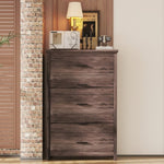 ZUN Retro American Country Style Wooden Dresser with 5 Drawer, Storage Cabinet for Bedroom, Dark Walnut WF324089AAD