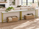2Pcs 78.74"x5.91"x31.10" Console Table, MDF with Melamine Veneer & Iron Frame, with Power Outlet, 61210454